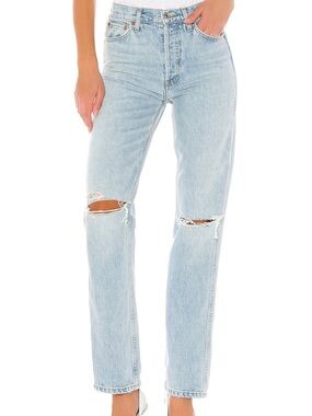 Re/Done Light Blue High-Rise Button-Fly Jeans